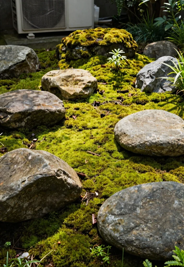 14 AC Unit Landscaping 2026 Trending Ideas That Hide It Beautifully - 10. Mossy Rock Garden 1