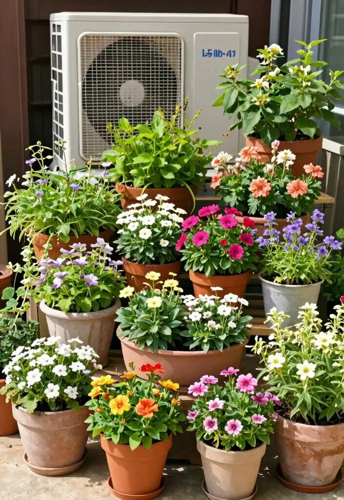 14 AC Unit Landscaping 2026 Trending Ideas That Hide It Beautifully - 12. Container Gardens 1