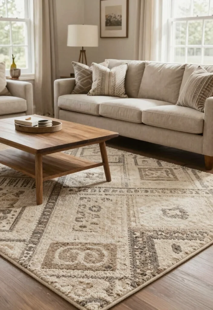 14 Carpet Flooring Living Room Ideas That Feel Cozy - 10. Textured Patterns 1