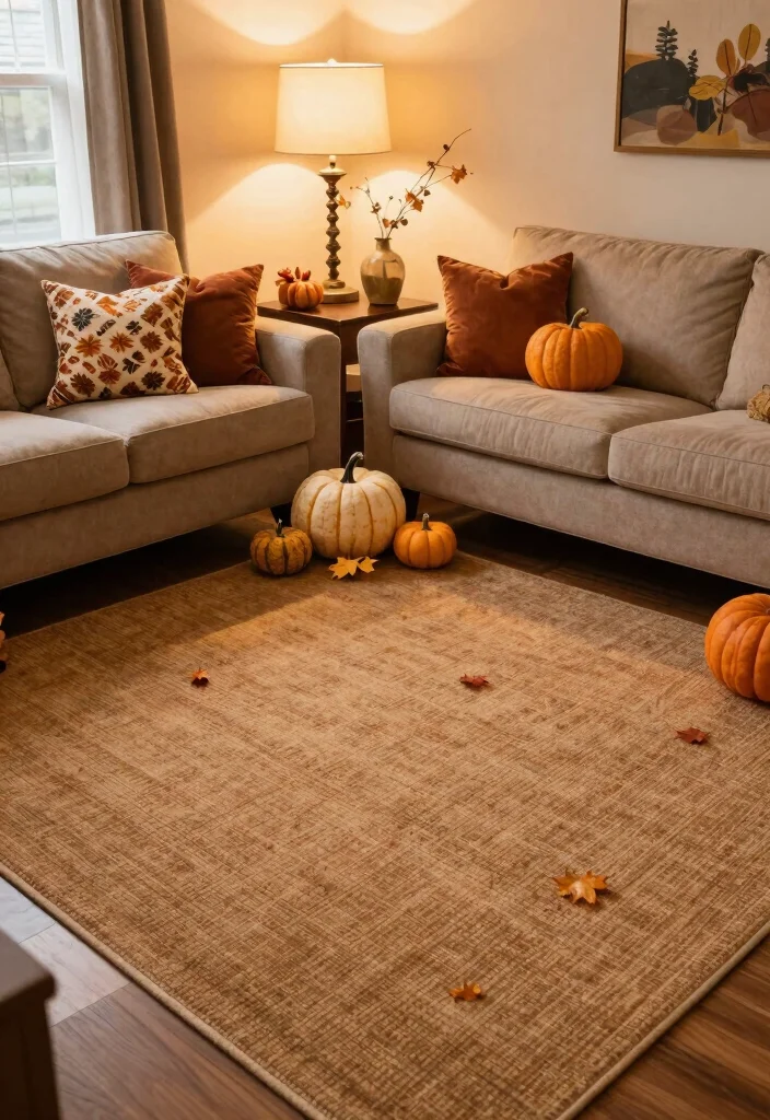 14 Carpet Flooring Living Room Ideas That Feel Cozy - 14. Seasonal Touches 1