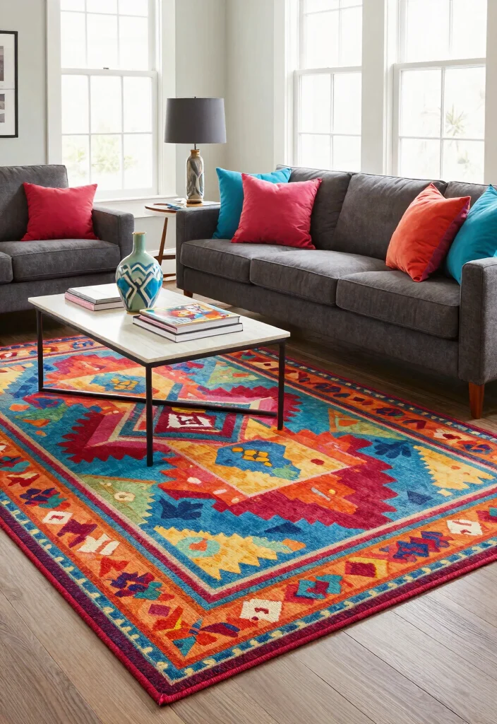 14 Carpet Flooring Living Room Ideas That Feel Cozy - 4. Bold Patterns for Impact 1