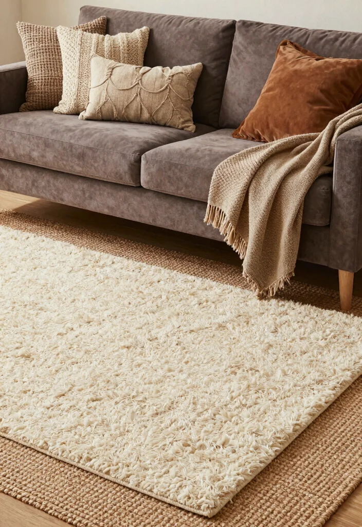 14 Carpet Flooring Living Room Ideas That Feel Cozy - 5. Layering Textures 1