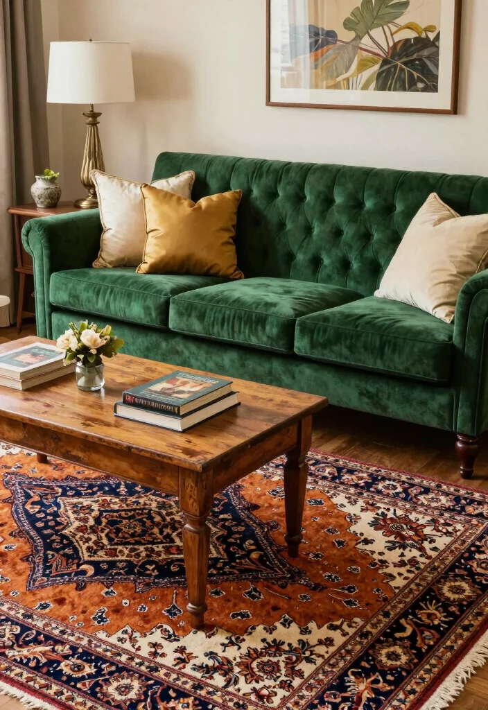 14 Carpet Flooring Living Room Ideas That Feel Cozy - 8. Vintage Charm 1