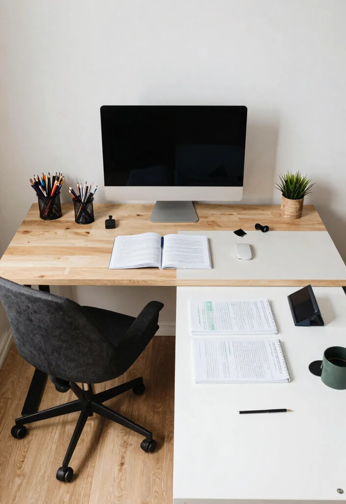 14 Desk Setup Study Ideas That Improve Focus - 11. Dual Workspace 1