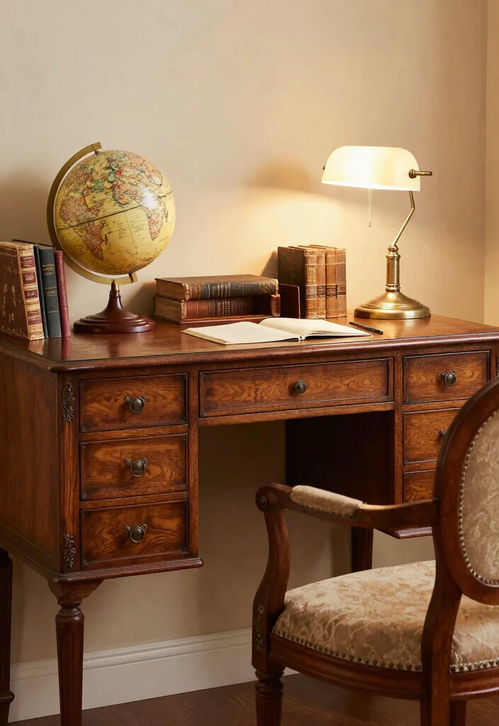 14 Desk Setup Study Ideas That Improve Focus - 8. Vintage Charm 1