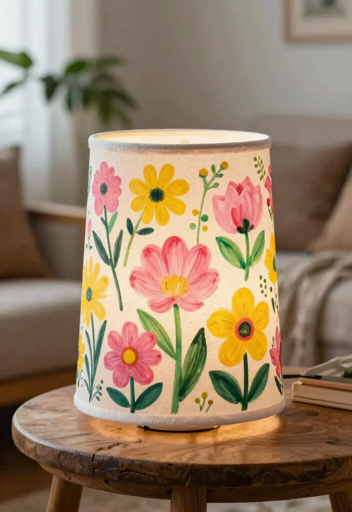 14 Hand Painted Lamp Shades Ideas With Artistic Flair 1 14 Hand Painted Lamp Shades Ideas With Artistic Flair - 1. Whimsical Floral Patterns 1