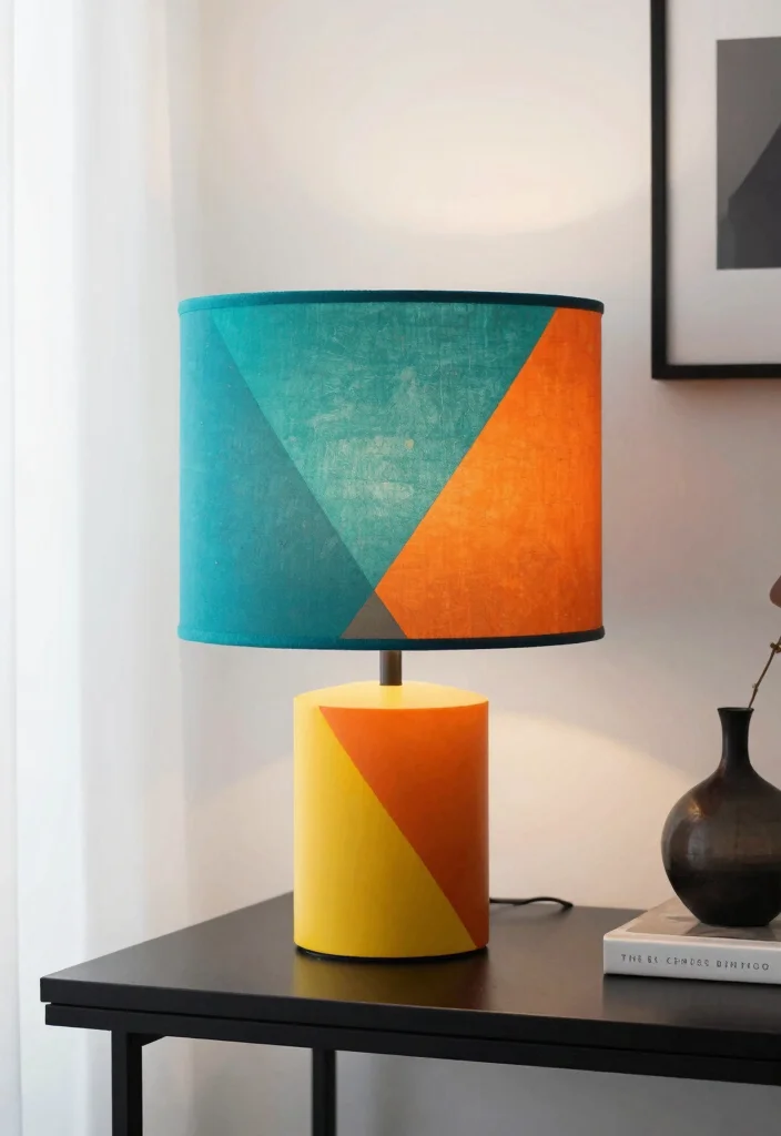 14 Hand Painted Lamp Shades Ideas With Artistic Flair 2 14 Hand Painted Lamp Shades Ideas With Artistic Flair - 2. Geometric Shapes and Lines 1