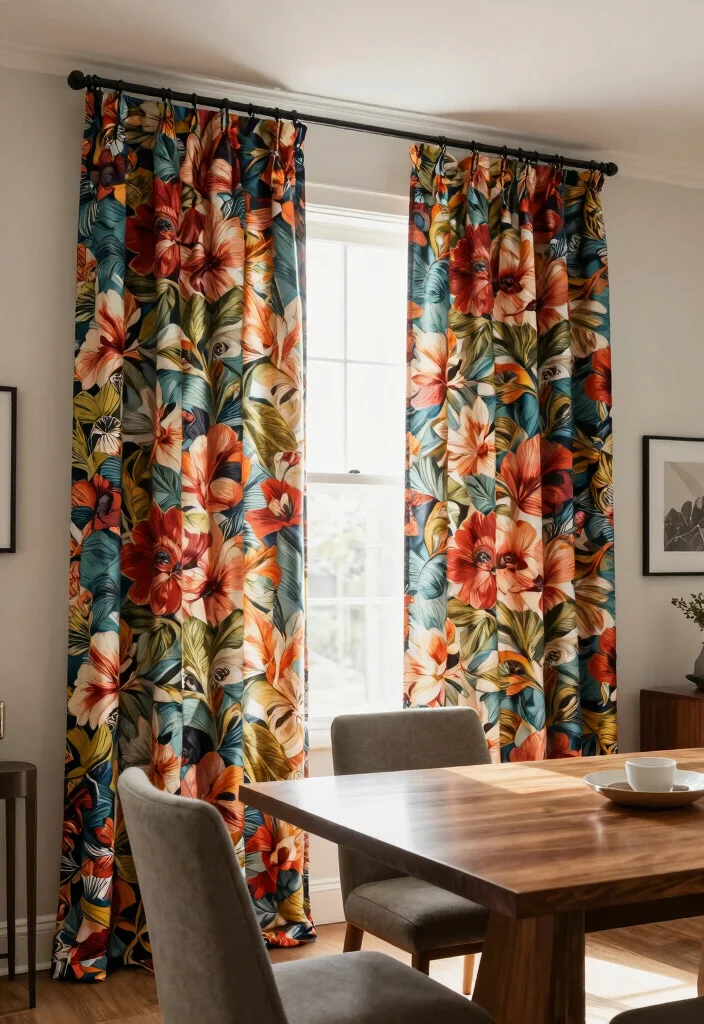 14 High Ceiling Curtains Ideas That Look Grand & Elegant 3 14 High Ceiling Curtains Ideas That Look Grand & Elegant - 3. Patterned Prints 1