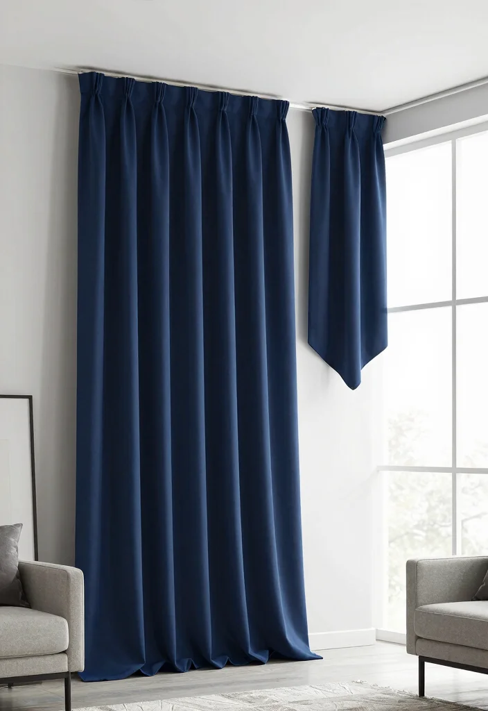 14 High Ceiling Curtains Ideas That Look Grand & Elegant 14 14 High Ceiling Curtains Ideas That Look Grand & Elegant - 4. Dramatic Asymmetry 1