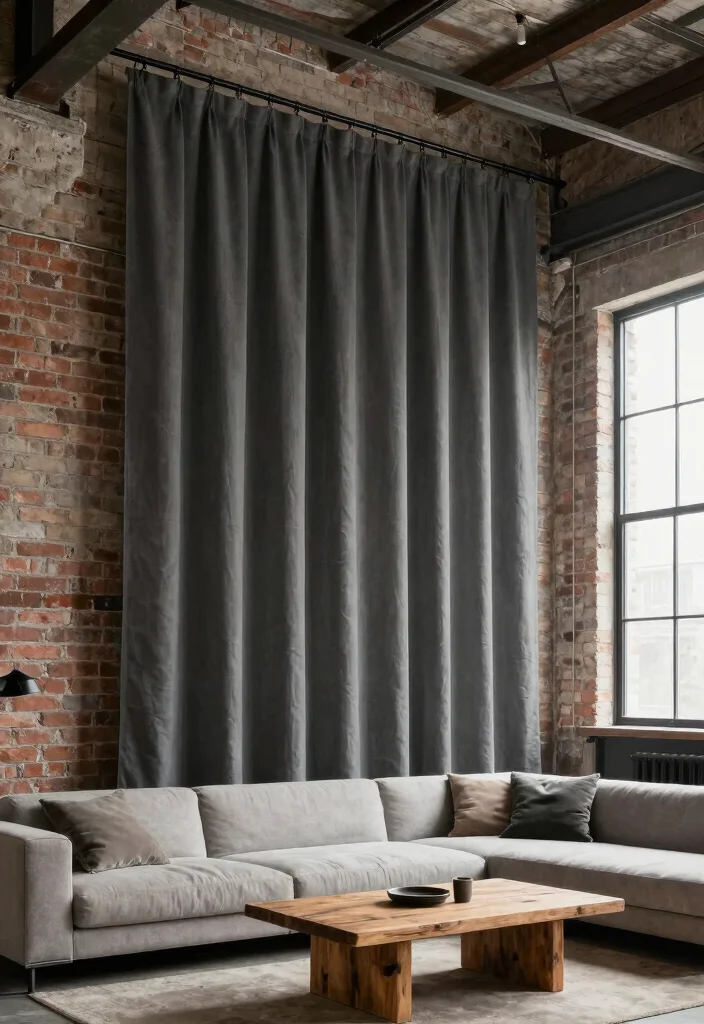 14 High Ceiling Curtains Ideas That Look Grand & Elegant 37 14 High Ceiling Curtains Ideas That Look Grand & Elegant - 7. Industrial Chic 1