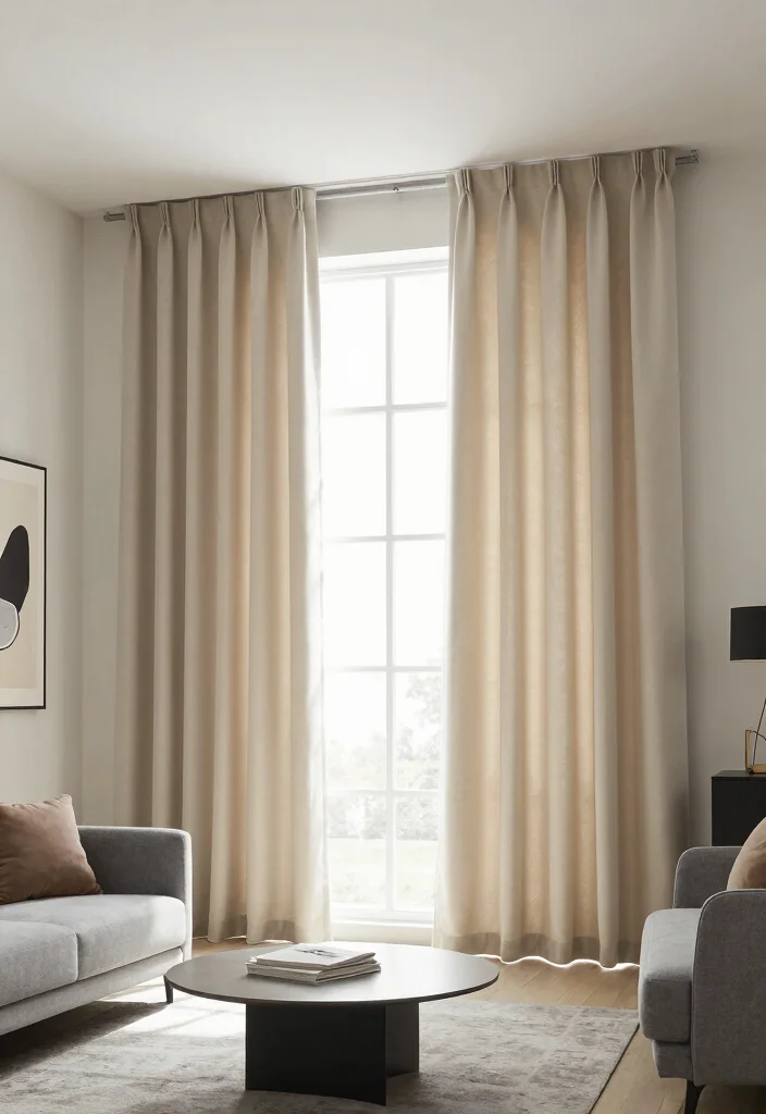 14 High Ceiling Curtains Ideas That Look Grand & Elegant 38 14 High Ceiling Curtains Ideas That Look Grand & Elegant - 8. Neutral Tones for Modern Elegance 1