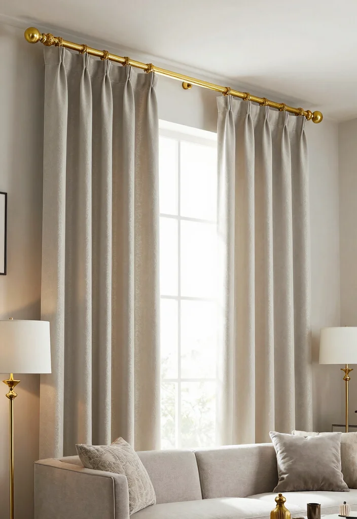 14 High Ceiling Curtains Ideas That Look Grand & Elegant 39 14 High Ceiling Curtains Ideas That Look Grand & Elegant - 9. Statement Hardware 1