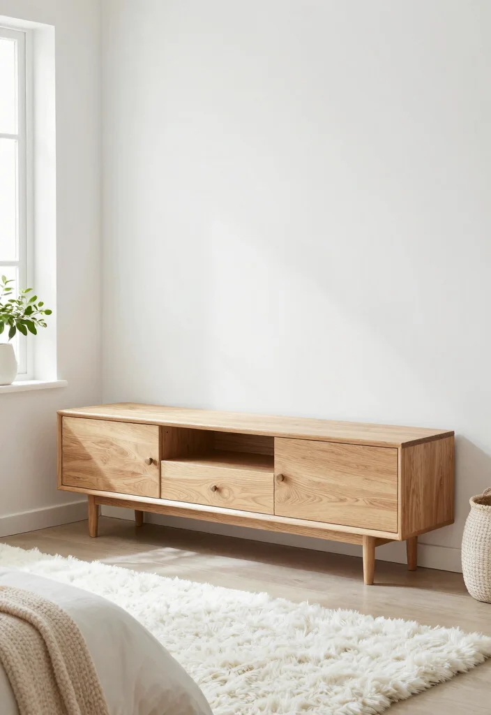 14 Luxury TV Unit Design for Bedroom Ideas That Feel Chic - 1. Scandinavian Minimalism 1
