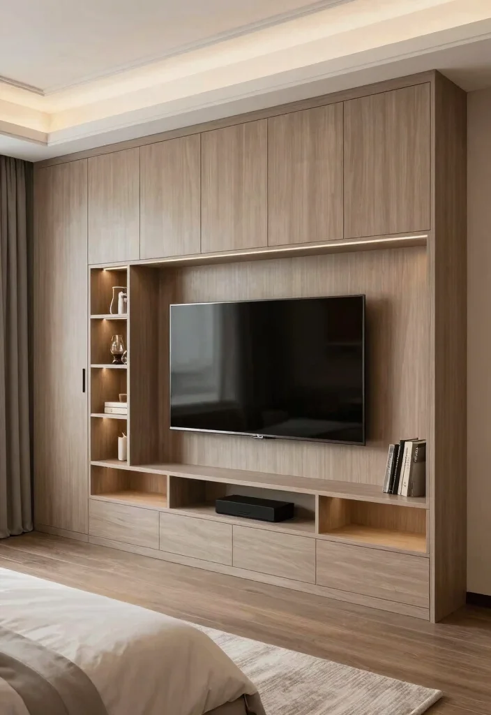 14 Luxury TV Unit Design for Bedroom Ideas That Feel Chic - 13. Custom Built-Ins 1