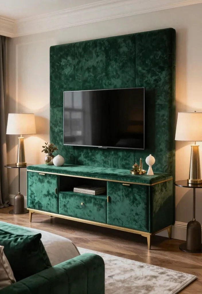 14 Luxury TV Unit Design for Bedroom Ideas That Feel Chic - 3. Luxe Upholstered Units 1