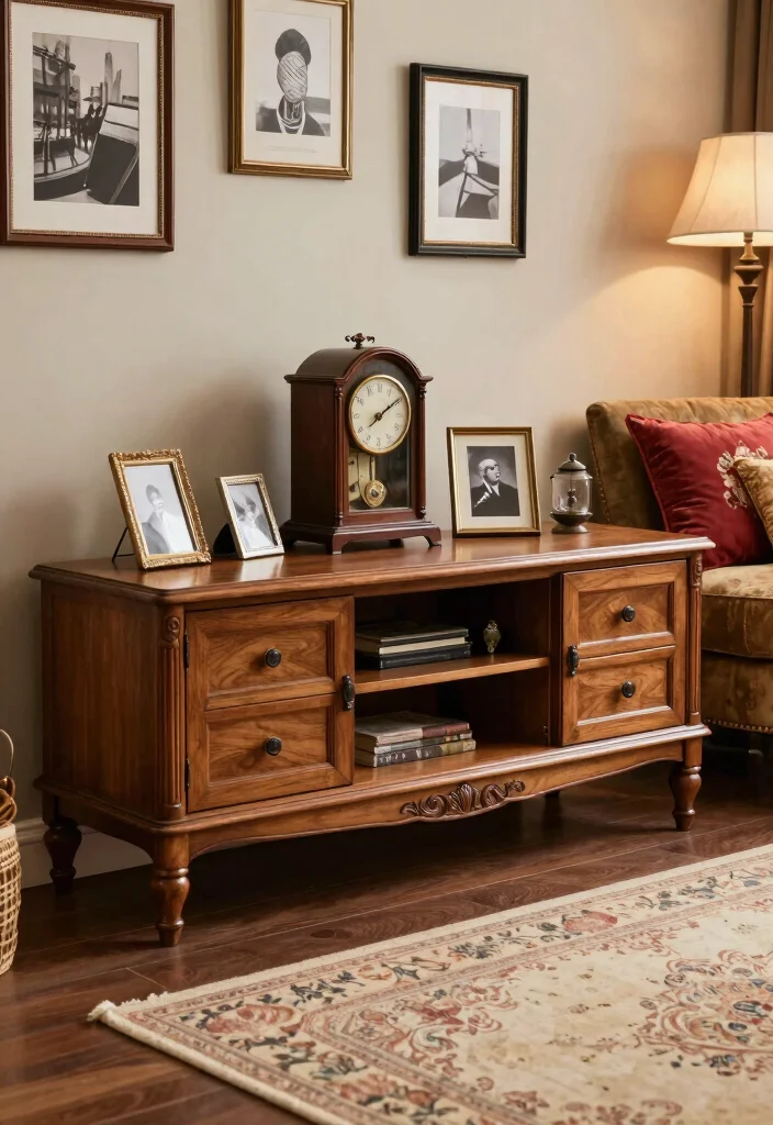 14 Oak TV Unit Ideas With Warm Natural Charm 13 14 Oak TV Unit Ideas With Warm Natural Charm - 3. Vintage Inspired Oak TV Unit 1