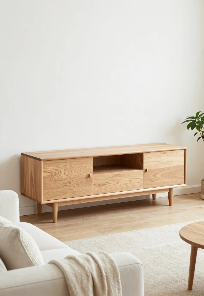 14 Oak TV Unit Ideas With Warm Natural Charm 24 14 Oak TV Unit Ideas With Warm Natural Charm - 4. Scandinavian Oak TV Unit 1