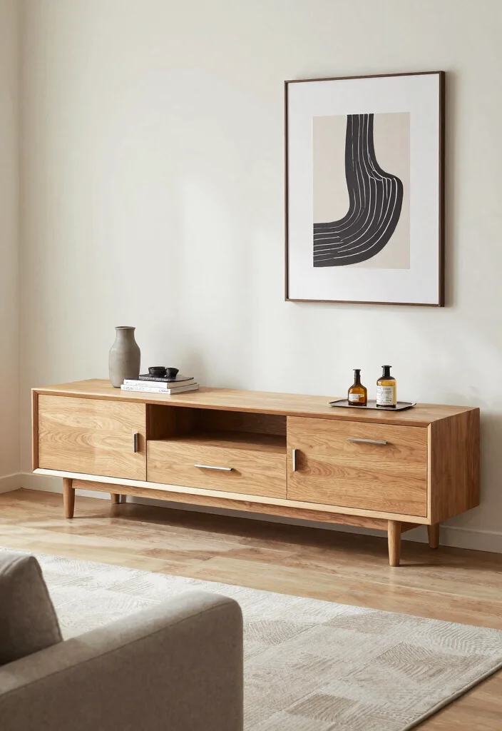 14 Oak TV Unit Ideas With Warm Natural Charm 28 14 Oak TV Unit Ideas With Warm Natural Charm - 8. Sleek & Stylish Oak TV Unit 1