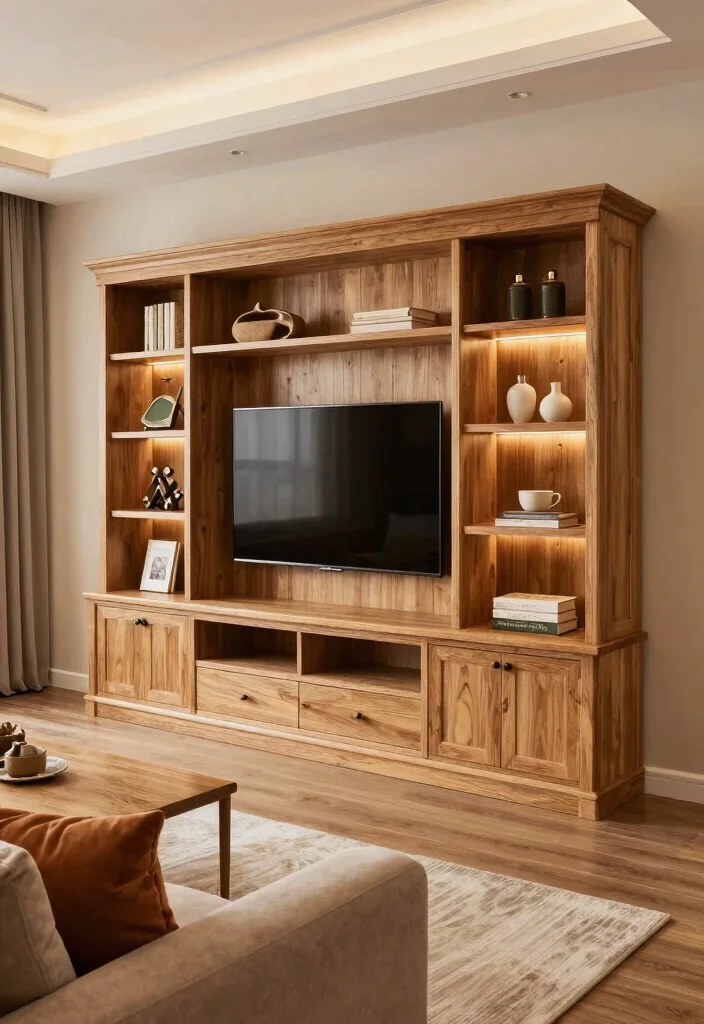 14 Oak TV Unit Ideas With Warm Natural Charm 29 14 Oak TV Unit Ideas With Warm Natural Charm - 9. Custom-built Oak TV Unit 1