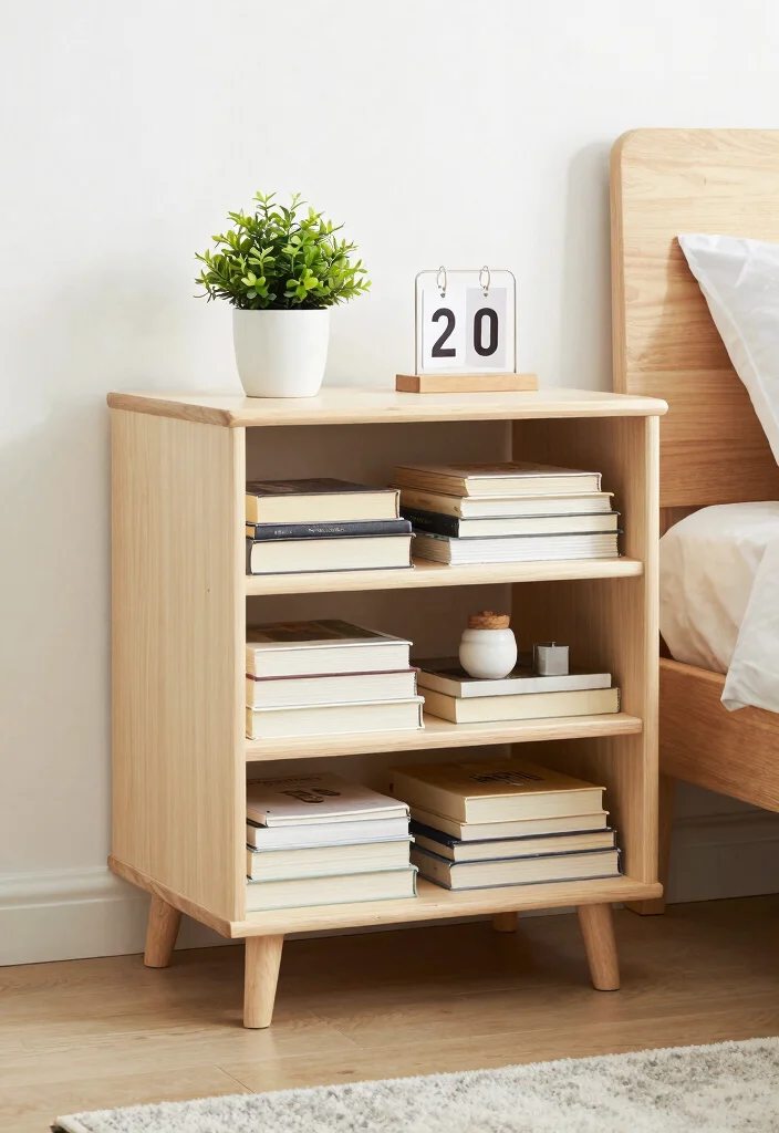 14 Small Space Nightstand Ideas That Maximize Every Inch - 11. Nightstand with Open Shelves 1