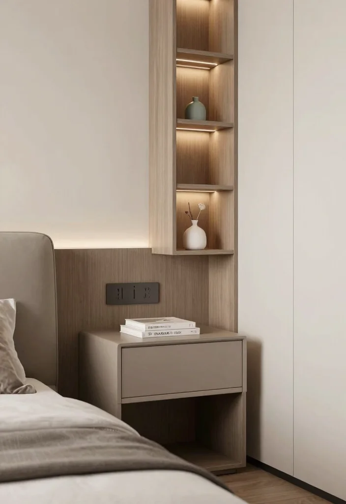 14 Small Space Nightstand Ideas That Maximize Every Inch - 14. Custom Built-In Nightstand 1
