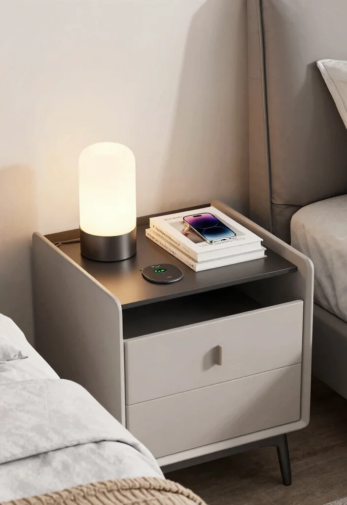14 Small Space Nightstand Ideas That Maximize Every Inch - 7. Nightstand with Built-In Charging Station 1
