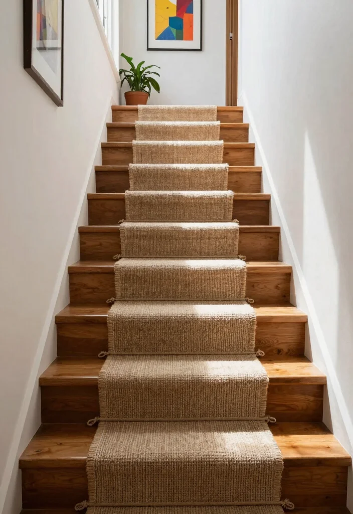 14 Stairs With Carpet Ideas That Elevate Your Hallway - 1. Textured Natural Fiber Runners 1