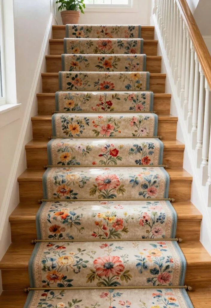 14 Stairs With Carpet Ideas That Elevate Your Hallway - 10. Floral Print Runners 1