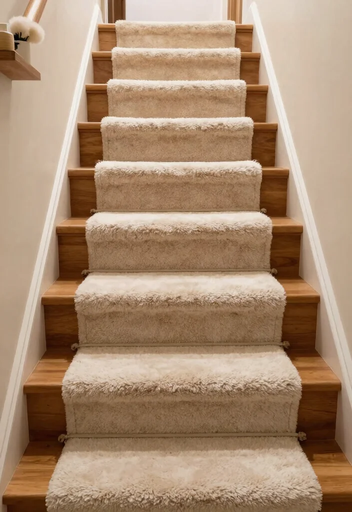 14 Stairs With Carpet Ideas That Elevate Your Hallway - 12. Soft Shag Runners 1