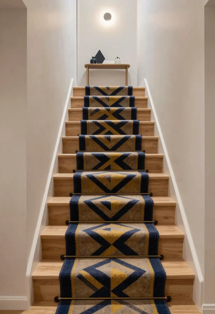 14 Stairs With Carpet Ideas That Elevate Your Hallway - 2. Bold Geometric Patterns 1