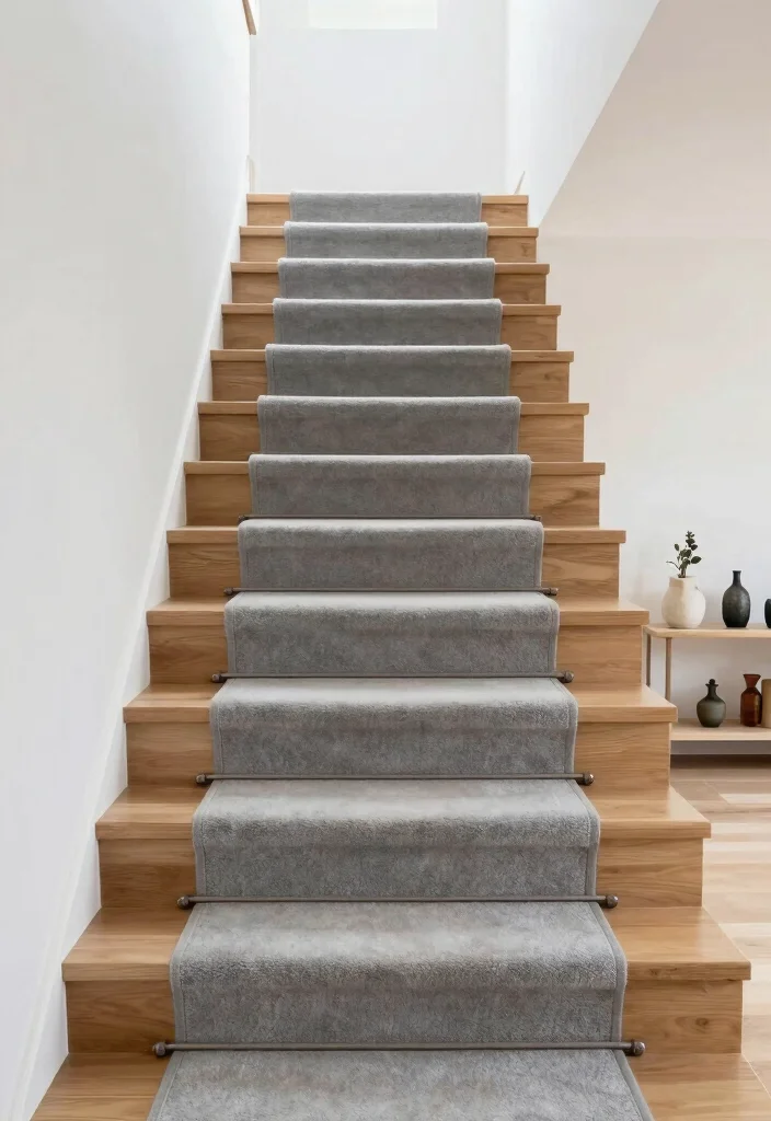 14 Stairs With Carpet Ideas That Elevate Your Hallway - 7. Minimalist Style Runners 1