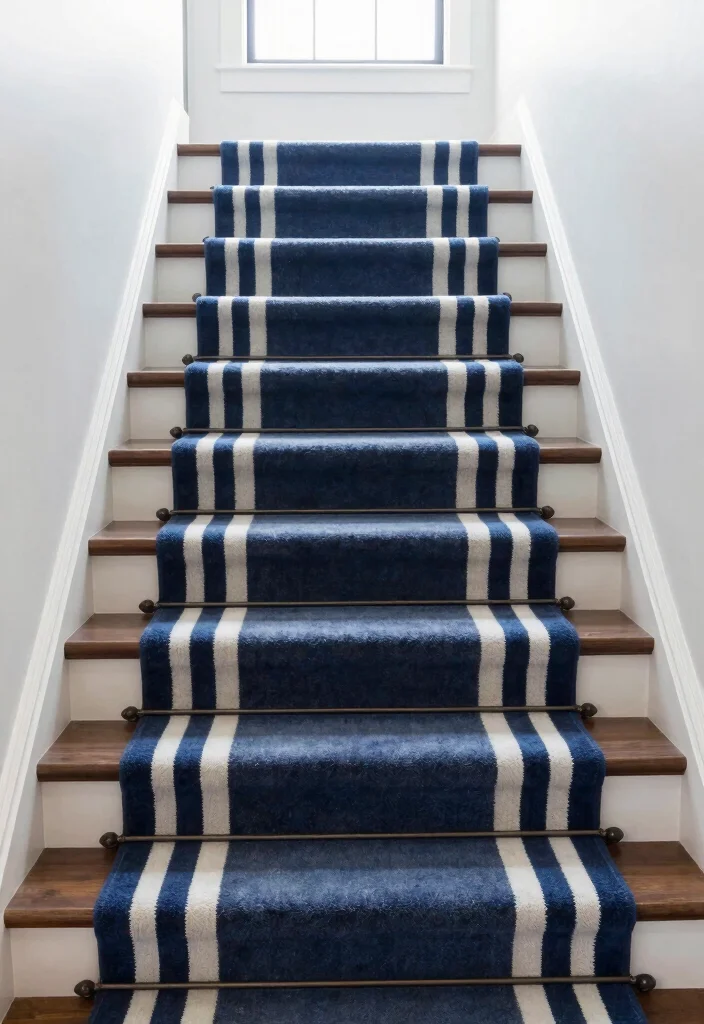 14 Stairs With Carpet Ideas That Elevate Your Hallway - 9. Striped Carpet Runners 1