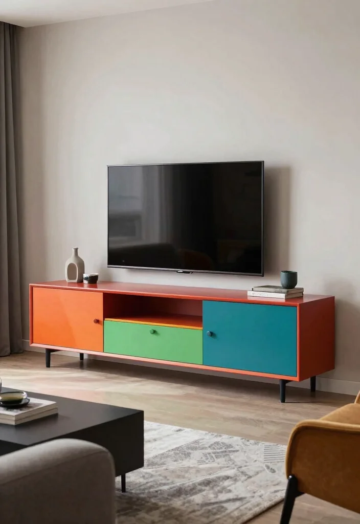 14 TV Unit Design Modern Ideas That Stay Sleek - 12. Artistic Statement Pieces 1