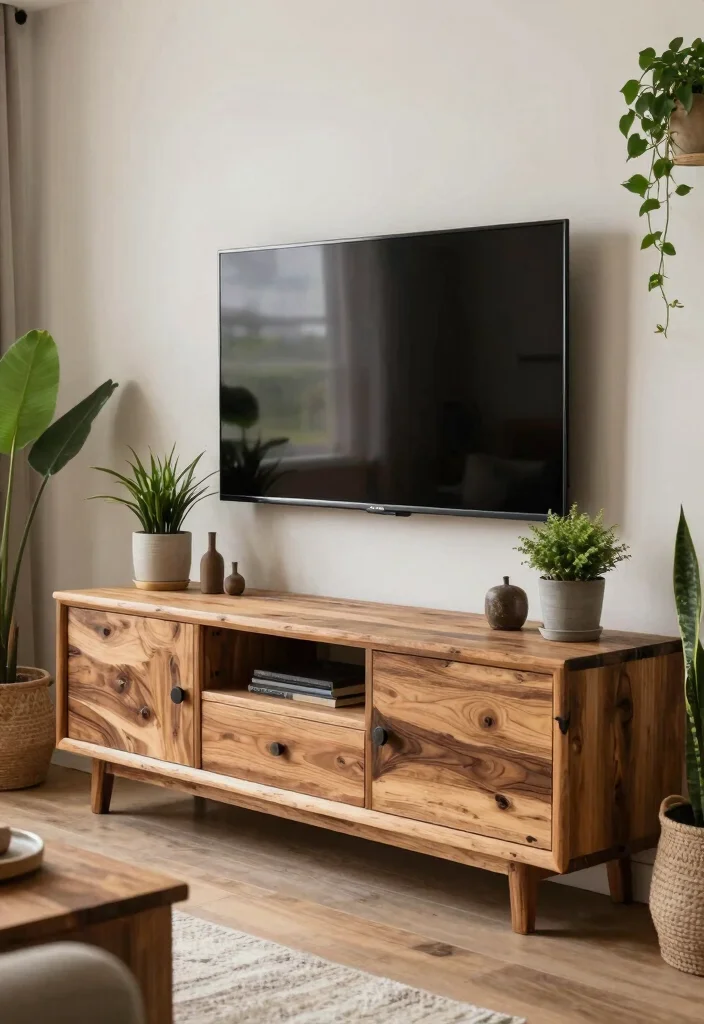 14 TV Unit Design Modern Ideas That Stay Sleek - 14. Nature-Inspired Units 1