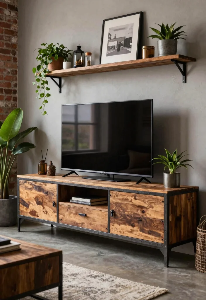 14 TV Unit Design Modern Ideas That Stay Sleek - 9. Industrial Style Units 1