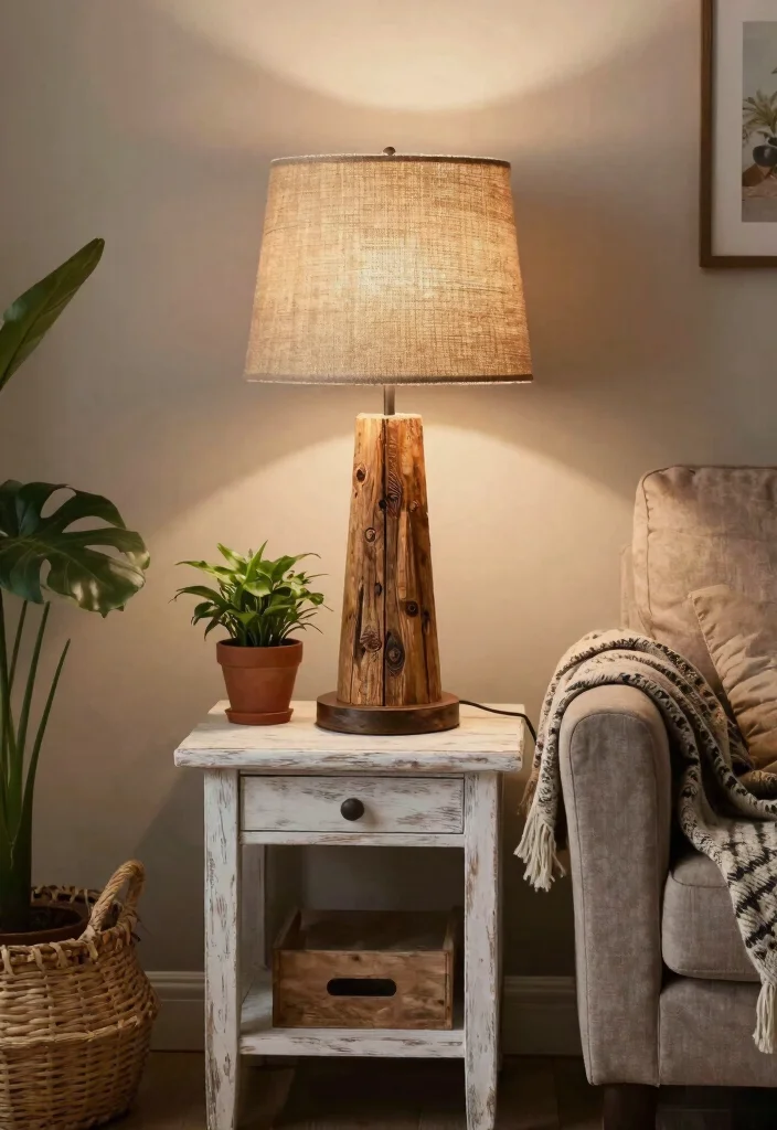 14 Table Lamp Lighting Ideas That Elevate Any Room - 2. Go Rustic with Reclaimed Wood 1