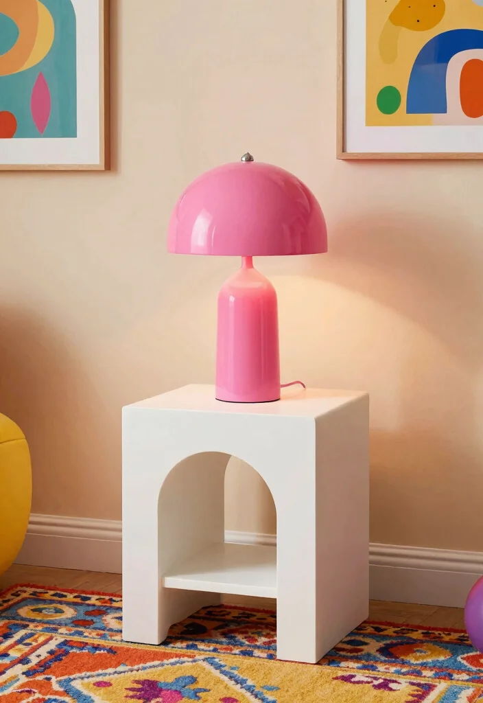 14 Table Lamp Lighting Ideas That Elevate Any Room - 7. Colorful Pop of Personality 1
