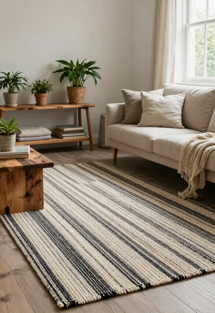 15 Black and White Carpet Living Room Ideas That Pop - 7. Eco-Friendly Choices 1