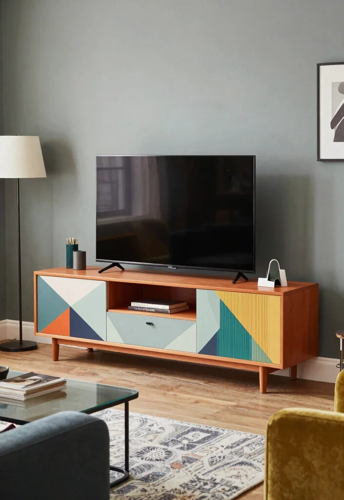 15 Classic TV Unit Design Ideas With Timeless Appeal 64 15 Classic TV Unit Design Ideas With Timeless Appeal - 14. Bold Geometric Designs 1