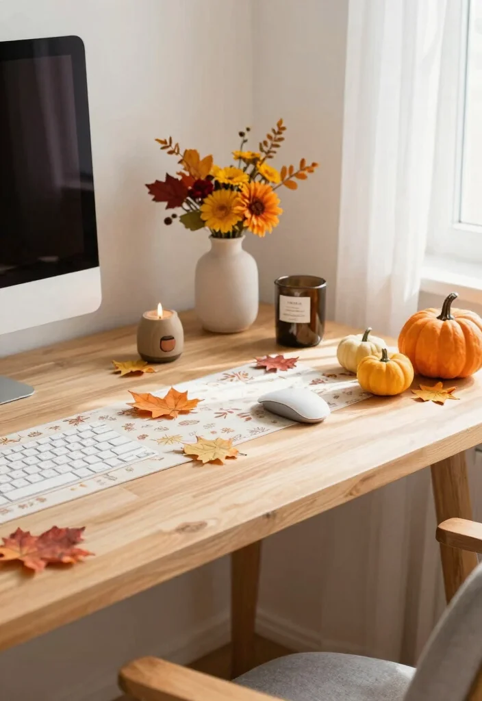 15 Cosy Desk Setup Ideas With Warm Vibes 49 15 Cosy Desk Setup Ideas With Warm Vibes - 9. Seasonal Decor Changes 1