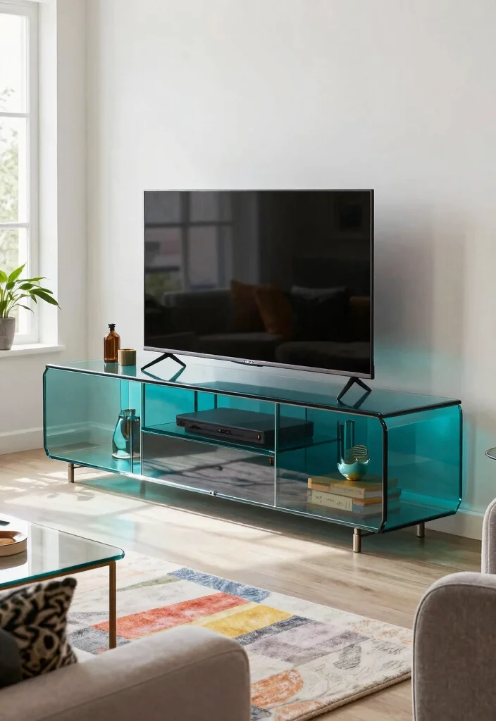 15 Curve TV Unit Design Modern Ideas With Sleek Lines - 11. Curved Glass Designs 1