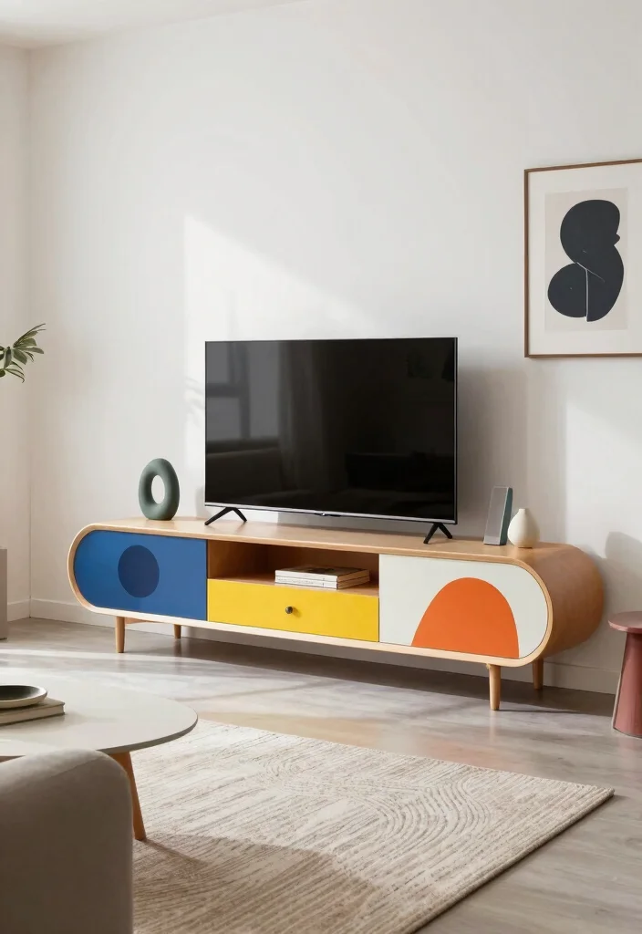 15 Curve TV Unit Design Modern Ideas With Sleek Lines - 12. Artistic Accent Units 1