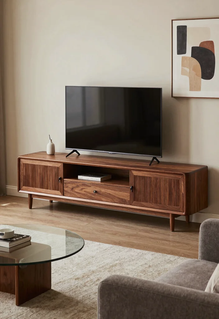 15 Curve TV Unit Design Modern Ideas With Sleek Lines - 5. Vintage-Inspired Curves 1