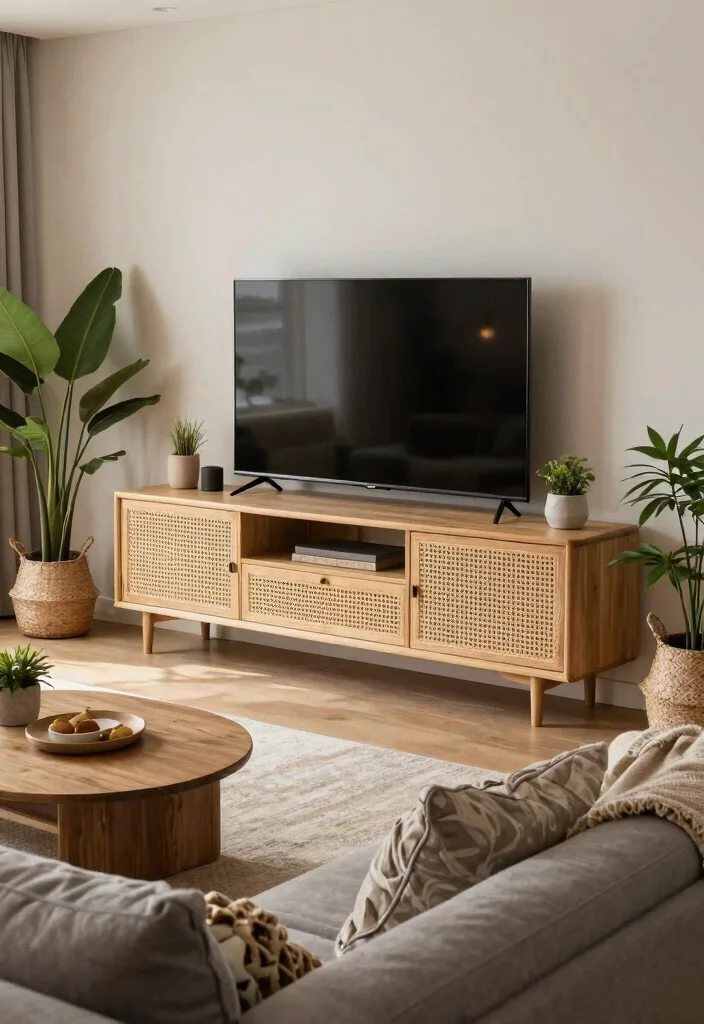 15 Curve TV Unit Design Modern Ideas With Sleek Lines - 7. Textured Finishes for Depth 1