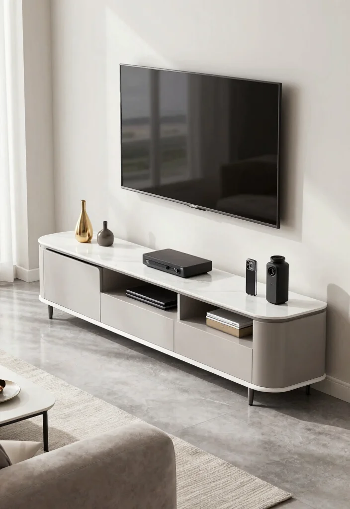 15 Curve TV Unit Design Modern Ideas With Sleek Lines - 9. Integration of Technology 1