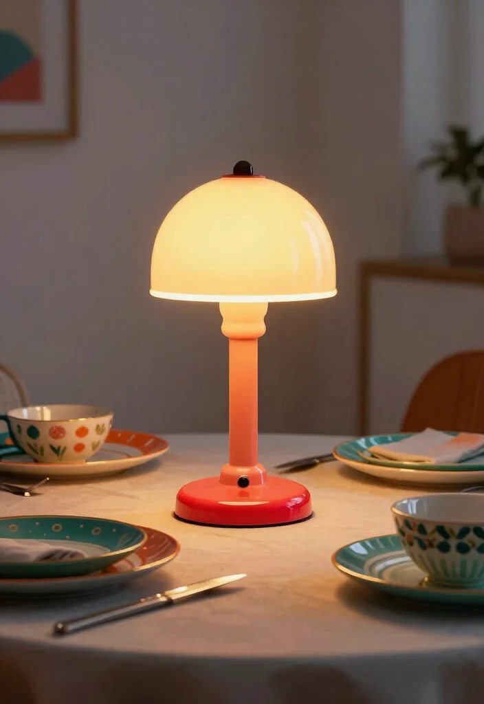 15 Dining Table Lamp Ideas That Add Warm Ambience - 10. Retro Neon Table Lamp 1