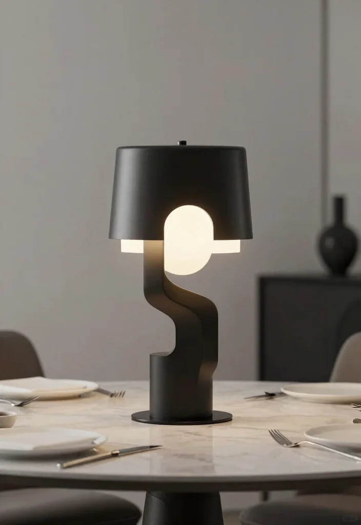 15 Dining Table Lamp Ideas That Add Warm Ambience - 12. Contemporary Sculptural Lamp 1