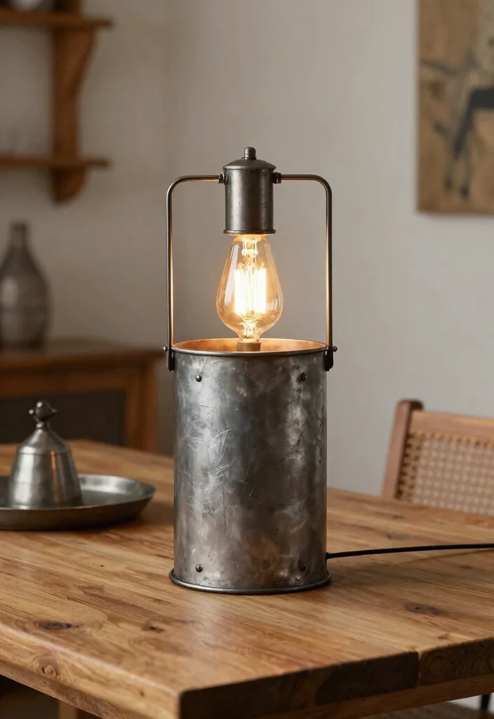15 Dining Table Lamp Ideas That Add Warm Ambience - 2. Industrial-style Metal Lamp 1