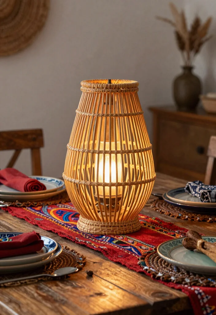 15 Dining Table Lamp Ideas That Add Warm Ambience - 5. Bohemian-style Lamp 1