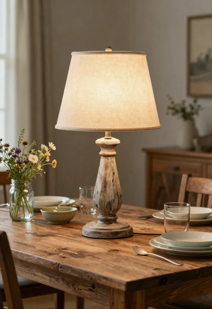 15 Dining Table Lamp Ideas That Add Warm Ambience - 6. Rustic Farmhouse Lamp 1
